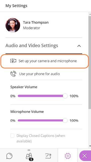 Set up your camera and microphone option button